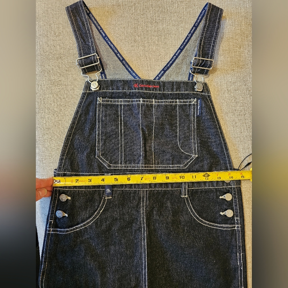 VTG 90s Calvin Klein Denim Overall Dress - Picture 15 of 16
